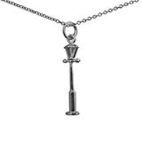 Silver 25x6mm Gas Lamp Post Pendant with a 1mm wide rolo Chain 16 inches Only Suitable for Children