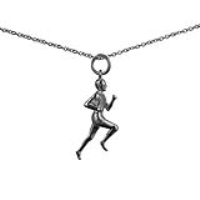 Silver 25x9mm Male Runner Pendant with a 1mm wide rolo Chain 22 inches