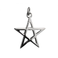 Silver 26mm plain Pentangle Pendant