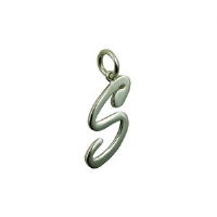 Silver 26x11mm plain palace script Initial S Pendant