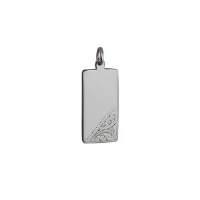 Silver 26x13mm hand engraved rectangular Disc Pendant