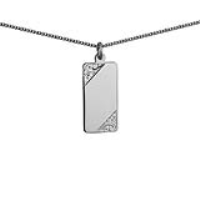 Silver 26x13mm hand engraved rectangular Disc Pendant with a 1.3mm wide curb Chain 18 inches