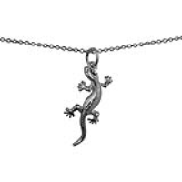 Silver 26x13mm Lizard Pendant with a 1mm wide rolo Chain