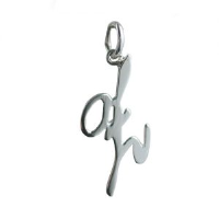 Silver 26x13mm plain palace script Initial Z Pendant