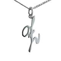 Silver 26x13mm plain palace script Initial Z Pendant with a 1.3mm wide curb Chain 22 inches