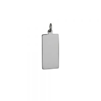 Silver 26x13mm plain rectangular Disc Pendant