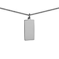 Silver 26x13mm plain rectangular Disc Pendant with a 1.3mm wide curb Chain 20 inches