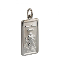 Silver 26x13mm rectangular St Christopher Pendant