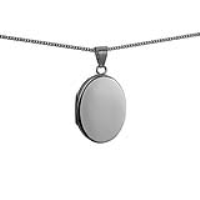 Silver 26x19mm oval plain flat Locket with a 1.3mm wide curb Chain 20 inches