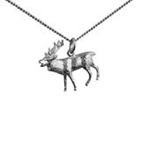 Silver 26x20mm Stag on guard Pendant with a 1.3mm wide curb Chain 22 inches