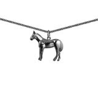 Silver 26x21mm Warrior Horse Pendant with a 1.3mm wide curb Chain