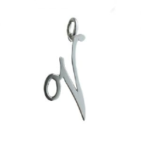Silver 26x23mm plain palace script Initial V Pendant