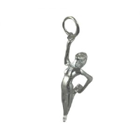 Silver 26x7mm Flamingo Yoga Position Pendant or Charm