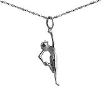 Silver 26x7mm Flamingo Yoga Position Pendant with a 1mm wide rolo Chain 22 inches