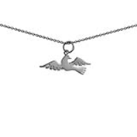 Silver 27x10mm Bird Pendant with a 1mm wide rolo Chain
