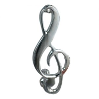 Silver 27x12mm G Clef Brooch