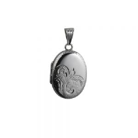 Silver 27x20mm oval half hand engraved Locket