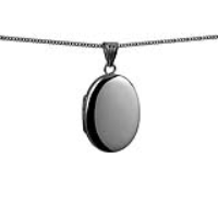 Silver 27x20mm oval plain Locket with a 1.3mm wide curb Chain 18 inches