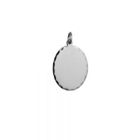 Silver 27x21mm diamond cut edge oval Disc Pendant