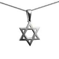 Silver 27x27mm plain Star of David Pendant on a bail loop with a 1.3mm wide curb Chain
