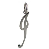 Silver 27x7mm plain palace script Initial I Pendant