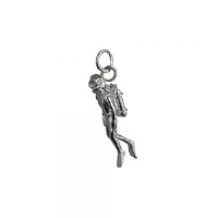 Silver 27x8mm Aqualung Diver Swimming Pendant or Charm