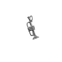 Silver 27x9mm Trumpet Pendant or Charm
