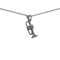 Silver 27x9mm Trumpet Pendant with a 1mm wide rolo Chain 22 inches