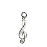 Silver 28x11mm G Clef Pendant or Charm