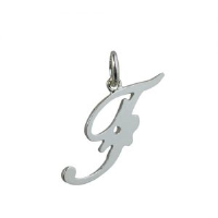 Silver 28x11mm plain palace script Initial F Pendant