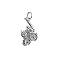 Silver 28x12mm moveable Traction Engine Pendant or Charm