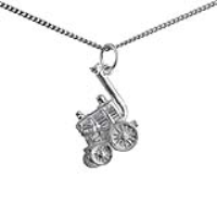 Silver 28x12mm moveable Traction Engine Pendant with a 1.3mm wide curb Chain 22 inches