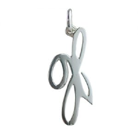 Silver 28x14mm plain palace script Initial X Pendant