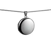 Silver 29mm round plain Locket with a 1.3mm wide curb Chain 24 inches