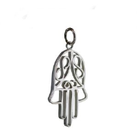 Silver 29x18mm Hand of Fatima Pendant or Charm