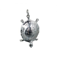 Silver 29x18mm Tortoise Pendant or Charm