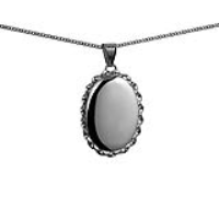 Silver 29x22mm oval plain twisted wire edge Locket with a 1.3mm wide curb Chain 22 inches
