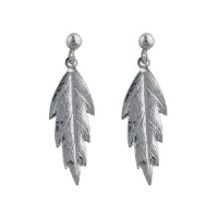 Silver 29x8mm embossed Leaf Earring Droppers