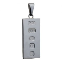Silver 30x15mm solid display hallmark Ingot 1/2oz Pendant on a bail loop
