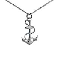 Silver 30x20mm Anchor Pendant with a 1.3mm wide curb Chain 20 inches
