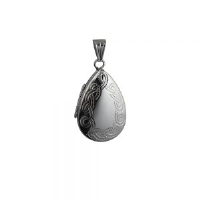 Silver 30x20mm teardrop hand engraved celtic design Locket