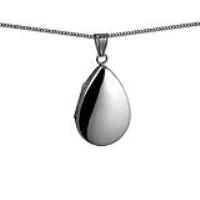 Silver 30x20mm teardrop plain Locket with a 1.3mm wide curb Chain 20 inches