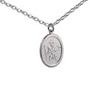Silver 30x21mm oval St Christopher Pendant with a 2.5mm wide cable Chain