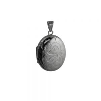 Silver 30x24mm oval hand engraved Locket