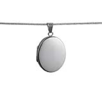 Silver 30x24mm oval plain flat Locket with a 1.3mm wide curb Chain 22 inches