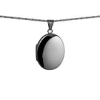 Silver 30x24mm oval plain Locket with a 1.3mm wide curb Chain 18 inches