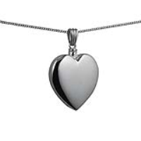 Silver 30x28mm handmade plain Heart shaped Memorial Locket with a 1.3mm wide curb Chain