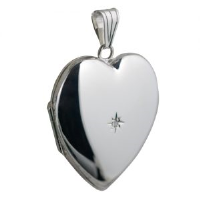 Silver 30x28mm heart shaped diamond set Locket