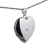 Silver 30x28mm heart shaped diamond set Locket with a 1.3mm wide curb Chain 24 inches