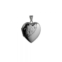 Silver 30x28mm heart shaped half hand engraved Locket